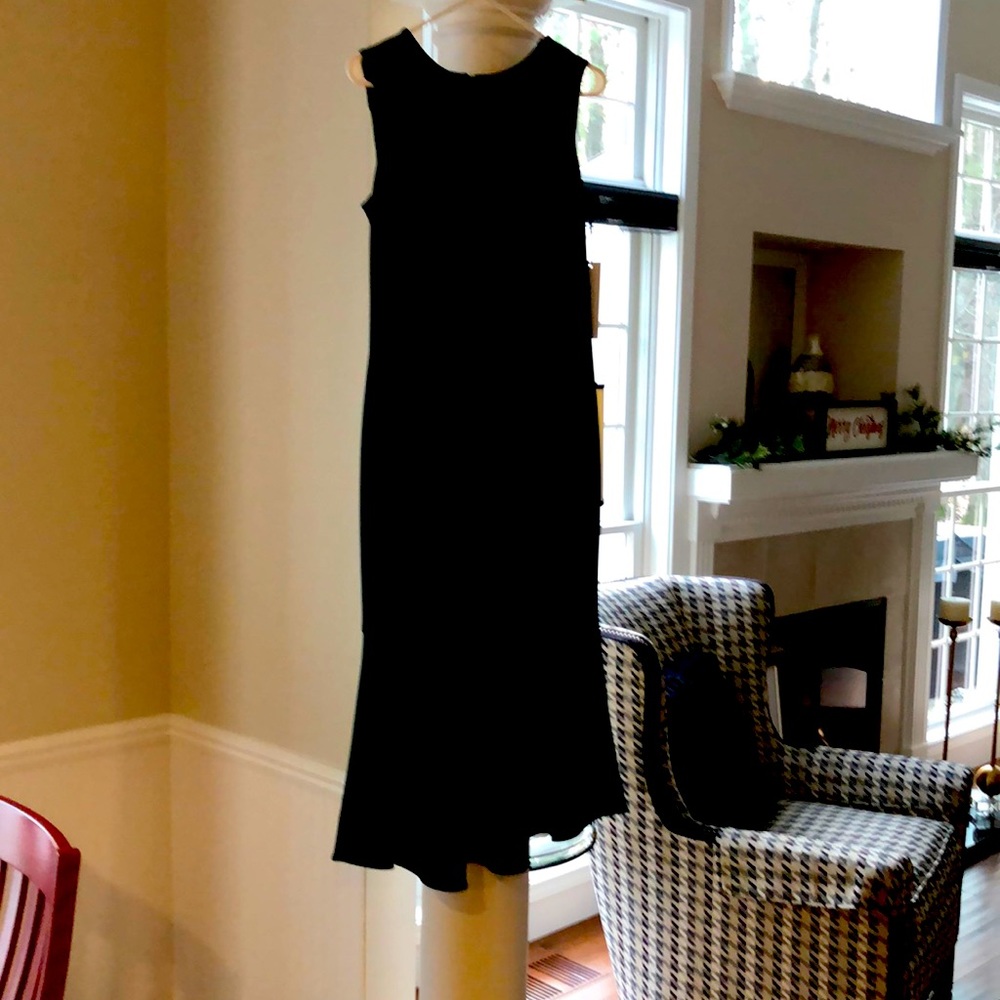 Calvin Klein High Low Ruffle Bottom Midi Dress NWT. Hunter green.